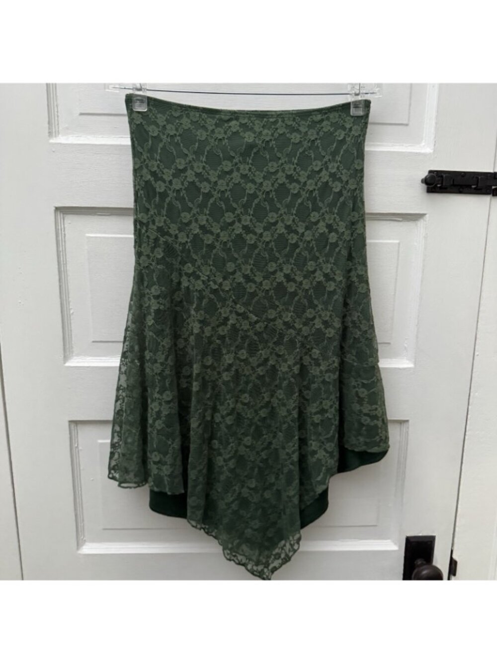 Motel Rocks Skirt Women S Green Floral Lace Asymmetric Handkerchief Hem